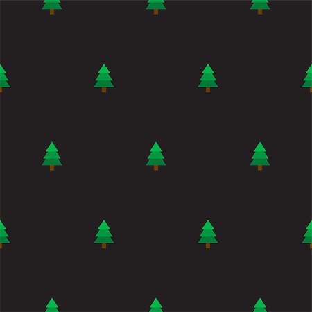 simsearch:400-08814672,k - New Year tree forest simple seamless vector pattern. Green small fir-tree wrap paper design. Dark background. Stock Photo - Budget Royalty-Free & Subscription, Code: 400-08817551