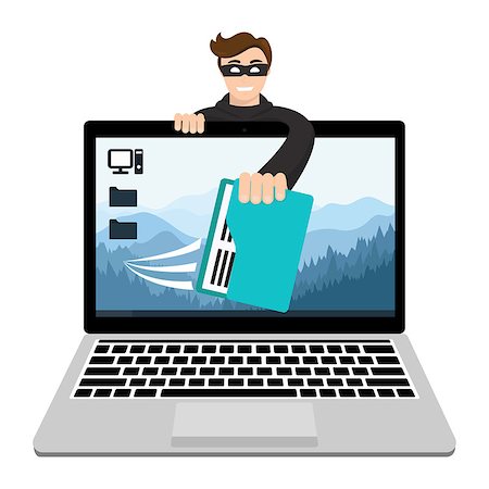 simsearch:649-08765870,k - Hacker breaks into computer and data theft. Cyber attacker trying to hack computer. Vector concept abstract illustration. Isolated on white background. Fotografie stock - Microstock e Abbonamento, Codice: 400-08817584