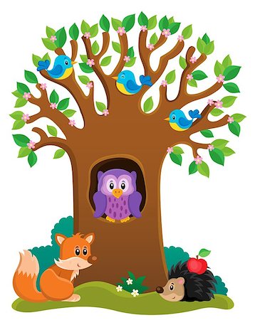 simsearch:400-08621985,k - Tree with various animals theme 3 - eps10 vector illustration. Stock Photo - Budget Royalty-Free & Subscription, Code: 400-08817667