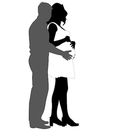 simsearch:400-04176771,k - Silhouette Happy pregnant woman and her husband. Vector illustration. Stock Photo - Budget Royalty-Free & Subscription, Code: 400-08817714