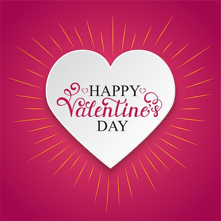 simsearch:400-08818102,k - Happy Valentine s day inscription with gold rays and heart on red background. Card for Valentine s day.Calligraphy font style. Vector illustration. Stock Photo - Budget Royalty-Free & Subscription, Code: 400-08817721
