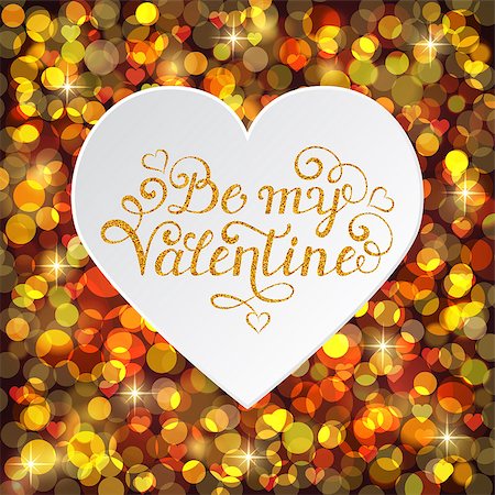 simsearch:400-09170979,k - Be my Valentine inscription on golden background . Card for Valentine s day. Vector illustration. Stockbilder - Microstock & Abonnement, Bildnummer: 400-08817739