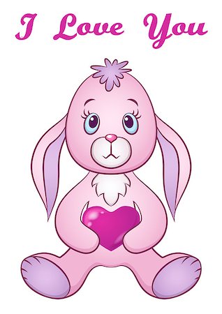 simsearch:400-04772550,k - Cartoon Funny Rabbit, Cute Little Bunny, Siting with Valentine Heart in Paws, Holiday Symbol of Love, Isolated on White Background. Eps10, Contains Transparencies. Vector Foto de stock - Super Valor sin royalties y Suscripción, Código: 400-08817747