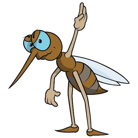 sting - Mosquito With Raised Hand - Colored Cartoon Illustration, Vector Stock Photo - Budget Royalty-Free & Subscription, Code: 400-08817759
