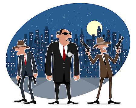 funny retro groups - Vector illustration of a three funny gangsters Stock Photo - Budget Royalty-Free & Subscription, Code: 400-08817837
