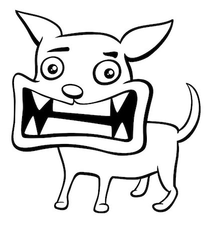 simsearch:400-07758238,k - Black and White Cartoon Illustration of Angry Dog or Puppy Animal Character Coloring Page Stock Photo - Budget Royalty-Free & Subscription, Code: 400-08817920