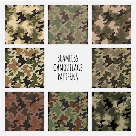 Modern fashion trendy camo pattern set, vector illustration Stock Photo - Budget Royalty-Free & Subscription, Code: 400-08817969