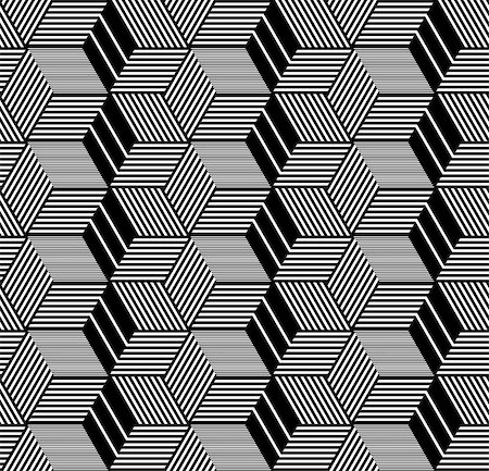 simsearch:400-08652412,k - Seamless op art pattern. Geometric hexagons and diamonds texture. 3D illusion. Vector art. Stock Photo - Budget Royalty-Free & Subscription, Code: 400-08818058