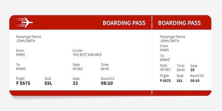 simsearch:400-08157046,k - Red and white boarding pass, Vector illustration Stock Photo - Budget Royalty-Free & Subscription, Code: 400-08818080