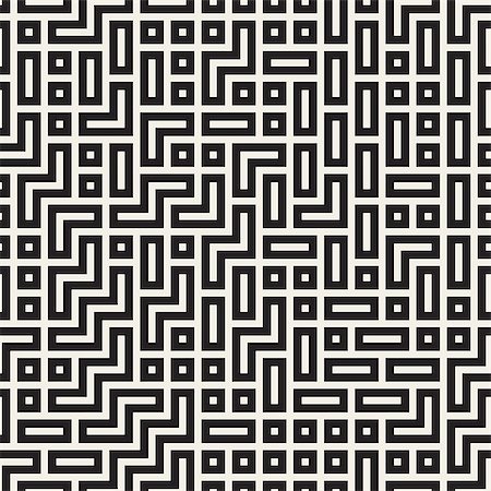 Irregular Maze Line. Abstract Geometric Background Design. Vector Seamless Black and White Pattern. Stock Photo - Budget Royalty-Free & Subscription, Code: 400-08818249