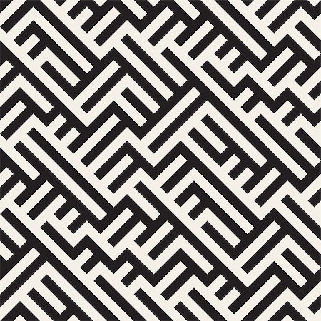 Irregular Maze Line. Abstract Geometric Background Design. Vector Seamless Black and White Pattern. Stock Photo - Budget Royalty-Free & Subscription, Code: 400-08818240