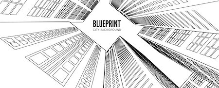 Building wireframe. 3d render city. Vector blueprint illustration Stock Photo - Budget Royalty-Free & Subscription, Code: 400-08818365