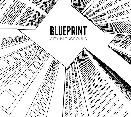 Building wireframe. 3d render city. Vector blueprint illustration Stock Photo - Budget Royalty-Free & Subscription, Code: 400-08818366