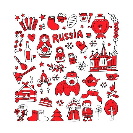 Russia, icons collection. Sketch for your design. Vector illustration Photographie de stock - Aubaine LD & Abonnement, Code: 400-08818369