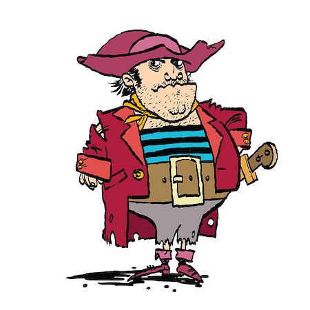 pustovit (artist) - Funny pirate captain, cartoon style vector illustration Fotografie stock - Microstock e Abbonamento, Codice: 400-08818396