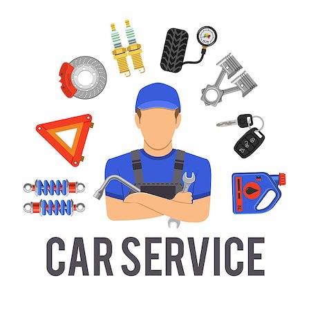 simsearch:400-08676791,k - Car Service concept with Flat Icons mechanic and tools. isolated vector illustration Photographie de stock - Aubaine LD & Abonnement, Code: 400-08818628