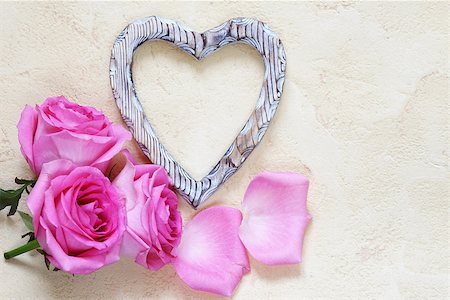 Pink rose flowers, frame for text and hearts for Valentines holiday Stock Photo - Budget Royalty-Free & Subscription, Code: 400-08818808