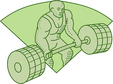simsearch:400-08920013,k - Mono line style illustration of a weightlifter lifting barbell weights with both hands set inside shield crest on isolated background. Foto de stock - Royalty-Free Super Valor e Assinatura, Número: 400-08818829