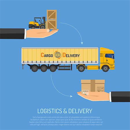 simsearch:400-09154573,k - Logistics and Delivery Concept with Trucking and Hand Flat icons. isolated vector illustration Foto de stock - Super Valor sin royalties y Suscripción, Código: 400-08818860