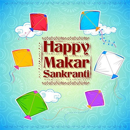 designs for kite decoration - illustration of Makar Sankranti wallpaper with colorful kite for festival of India Stock Photo - Budget Royalty-Free & Subscription, Code: 400-08818923