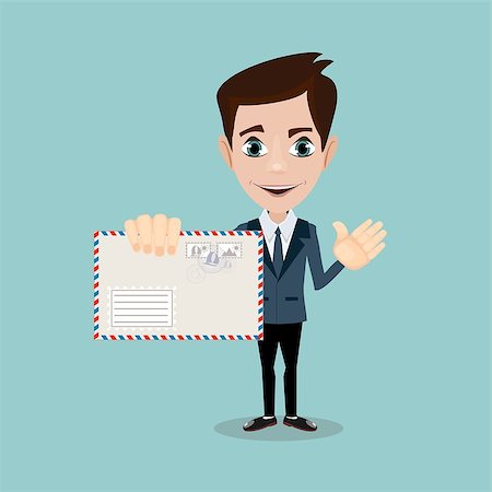 simsearch:400-07975467,k - Handsome businessman in formal suit holding an envelope with a letter. Stock Photo - Budget Royalty-Free & Subscription, Code: 400-08818984