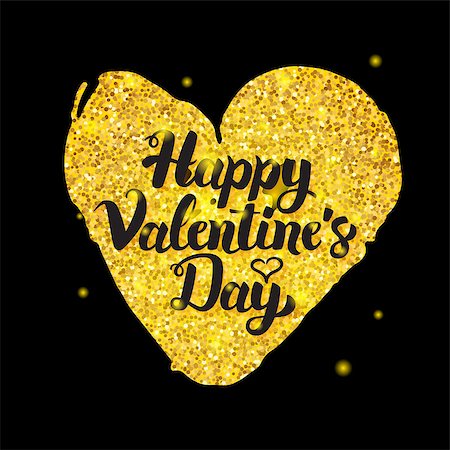 simsearch:400-08818102,k - Black Gold Valentine Day. Vector Illustration of Love Greeting Card with Calligraphy. Stock Photo - Budget Royalty-Free & Subscription, Code: 400-08818997