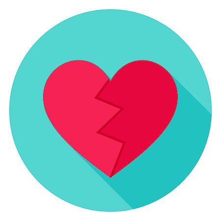 simsearch:400-08980419,k - Broken Heart Flat Circle Icon. Flat Design Vector Illustration with Long Shadow. Happy Valentine Day Symbol. Stock Photo - Budget Royalty-Free & Subscription, Code: 400-08819000
