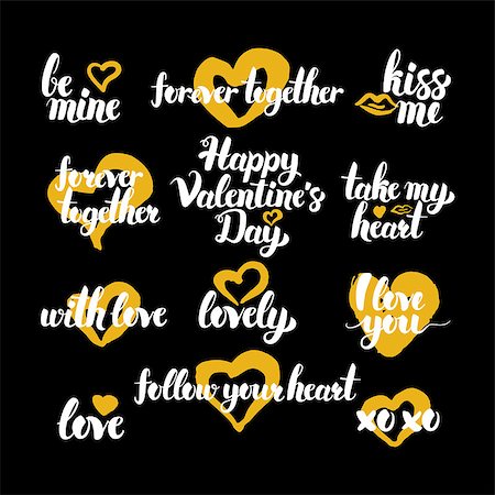 simsearch:400-09170979,k - Happy Valentine Day Hand Drawn Quotes. Vector Illustration of Handwritten Lettering Love Design Elements. Stockbilder - Microstock & Abonnement, Bildnummer: 400-08819014