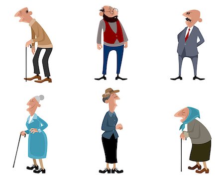 Vector illustration of a six old people Stock Photo - Budget Royalty-Free & Subscription, Code: 400-08819167