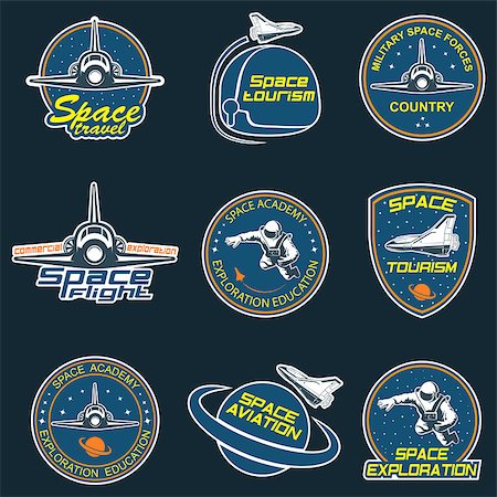 Set of retro and modern space travel badges and labels Stock Photo - Budget Royalty-Free & Subscription, Code: 400-08819428