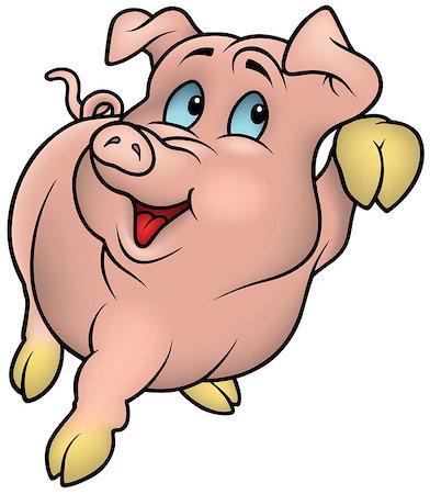 simsearch:614-06043441,k - Pink Piggy With Raised Leg - Colored Cartoon Illustration, Vector Stock Photo - Budget Royalty-Free & Subscription, Code: 400-08819659