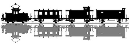 Hand drawing of a  black silhouette of a vintage electric train Stock Photo - Budget Royalty-Free & Subscription, Code: 400-08819770
