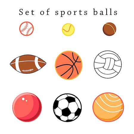 simsearch:400-05115587,k - Vector set of sports balls on a white background Foto de stock - Royalty-Free Super Valor e Assinatura, Número: 400-08819790