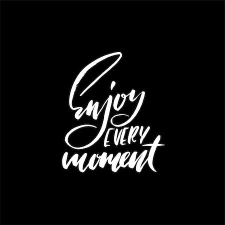 rewards cards - Enjoy every Moment. Inspirational and motivational quote. Hand painted brush lettering. Hand lettering and custom typography for your designs. Stock Photo - Budget Royalty-Free & Subscription, Code: 400-08819821