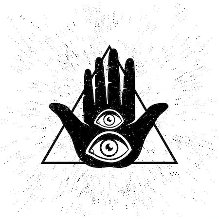 Vintage vector illustration of hand and eyes. Hand and two eyes Stock Photo - Budget Royalty-Free & Subscription, Code: 400-08810086