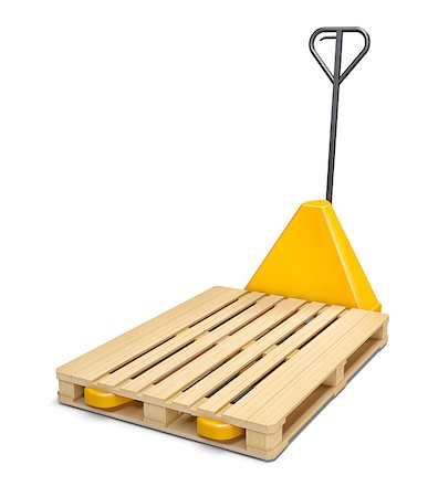 Pallet truck with wooden pallet isolated on white. 3D Illustration Stock Photo - Budget Royalty-Free & Subscription, Code: 400-08810281