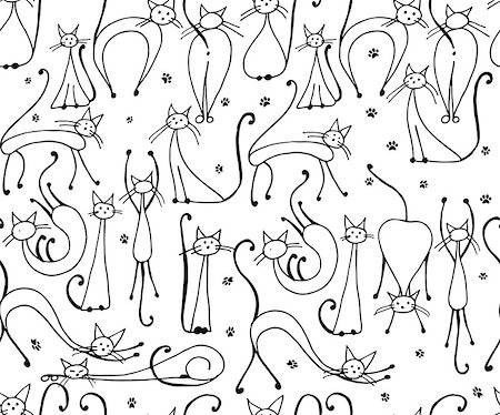 simsearch:400-08137868,k - Cats seamless pattern for your design. Vector illustration Stock Photo - Budget Royalty-Free & Subscription, Code: 400-08810976