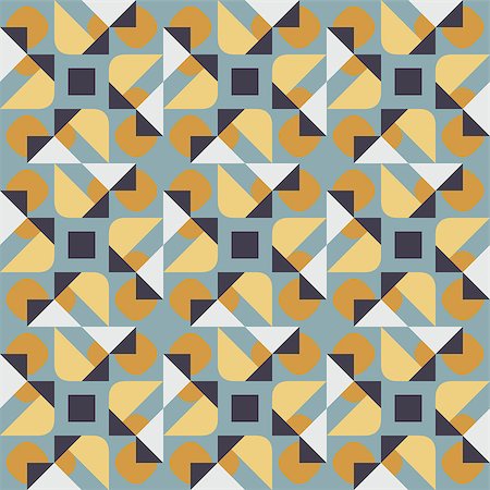 Vector Seamless Geometric Square Triangle Circle Shapes Yellow Blue Quilt Pattern Abstract Background Stock Photo - Budget Royalty-Free & Subscription, Code: 400-08811068