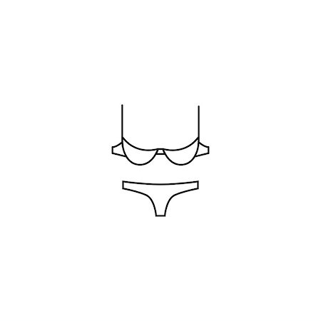simsearch:400-04837277,k - Open balconette bra and panties simple black outline icon Fotografie stock - Microstock e Abbonamento, Codice: 400-08811101