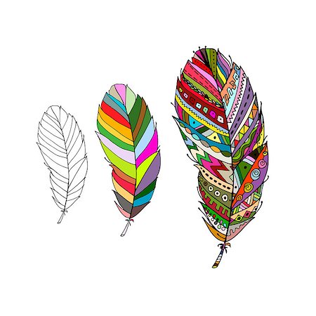 Art feather for your design. Vector illustration Stock Photo - Budget Royalty-Free & Subscription, Code: 400-08811145