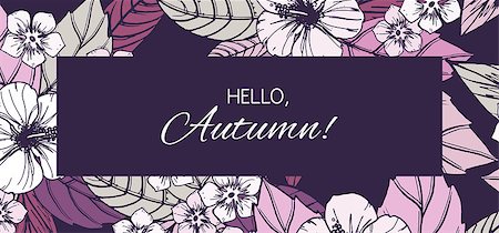 Autumn floral design with hibiscus flowers, vector illustration. Stock Photo - Budget Royalty-Free & Subscription, Code: 400-08811252
