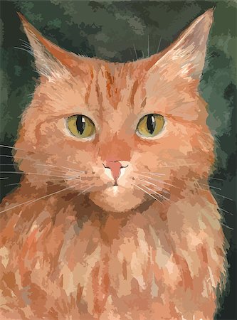 egnismoore (artist) - Portrait of the ginger cat. Watercolor background Photographie de stock - Aubaine LD & Abonnement, Code: 400-08811317