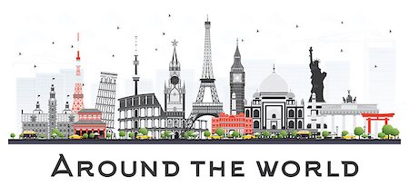 Travel Concept Around the World with Famous International Landmarks. Vector Illustration. Business and Tourism Concept. Image for Presentation, Placard, Banner or Web Site. Stock Photo - Budget Royalty-Free & Subscription, Code: 400-08811356