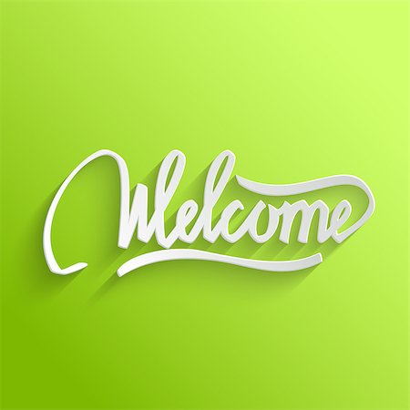 simsearch:400-09170979,k - Welcome Hand lettering Green Greeting Card. Typographical Vector Background. Handmade calligraphy Stockbilder - Microstock & Abonnement, Bildnummer: 400-08811744