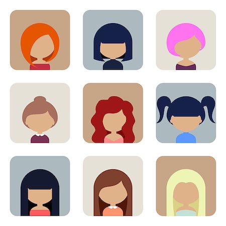 Retro Avatars Icons Set in Flat Style with Long Shadow Stock Photo - Budget Royalty-Free & Subscription, Code: 400-08811749