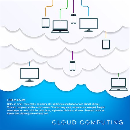 simsearch:400-08096956,k - Original vector cloud computing concept with connected devices Stock Photo - Budget Royalty-Free & Subscription, Code: 400-08811848