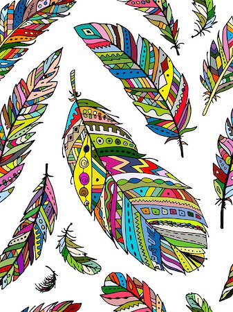 Feather seamless pattern for your design. Vector illustration Stock Photo - Budget Royalty-Free & Subscription, Code: 400-08811866