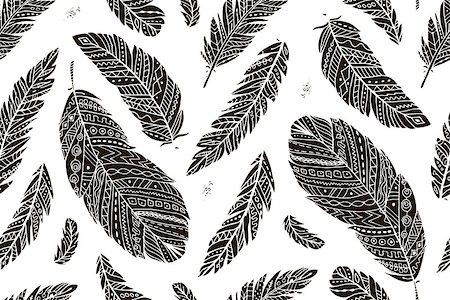 Feather seamless pattern for your design. Vector illustration Stock Photo - Budget Royalty-Free & Subscription, Code: 400-08811867