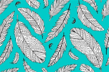 Feather seamless pattern for your design. Vector illustration Stock Photo - Budget Royalty-Free & Subscription, Code: 400-08811869