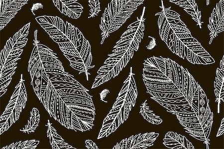 Feather seamless pattern for your design. Vector illustration Stock Photo - Budget Royalty-Free & Subscription, Code: 400-08811870